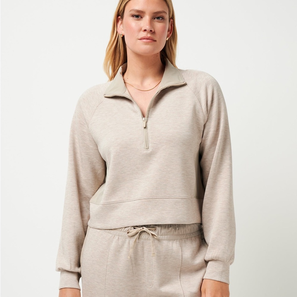 Heather Taupe Half-Zip Jacket